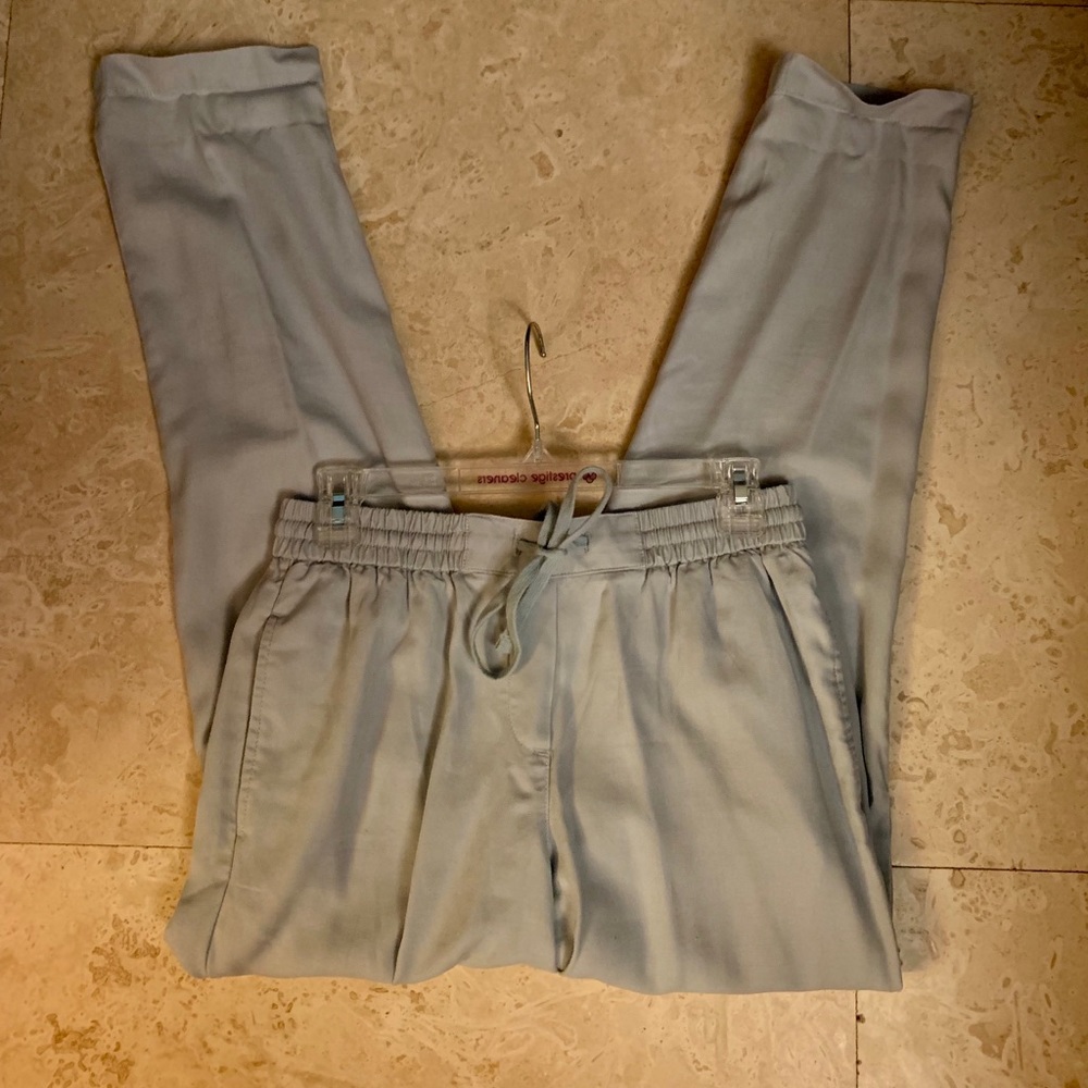 Talbots Light Blue Easy Draw String Linen Pants - image 1